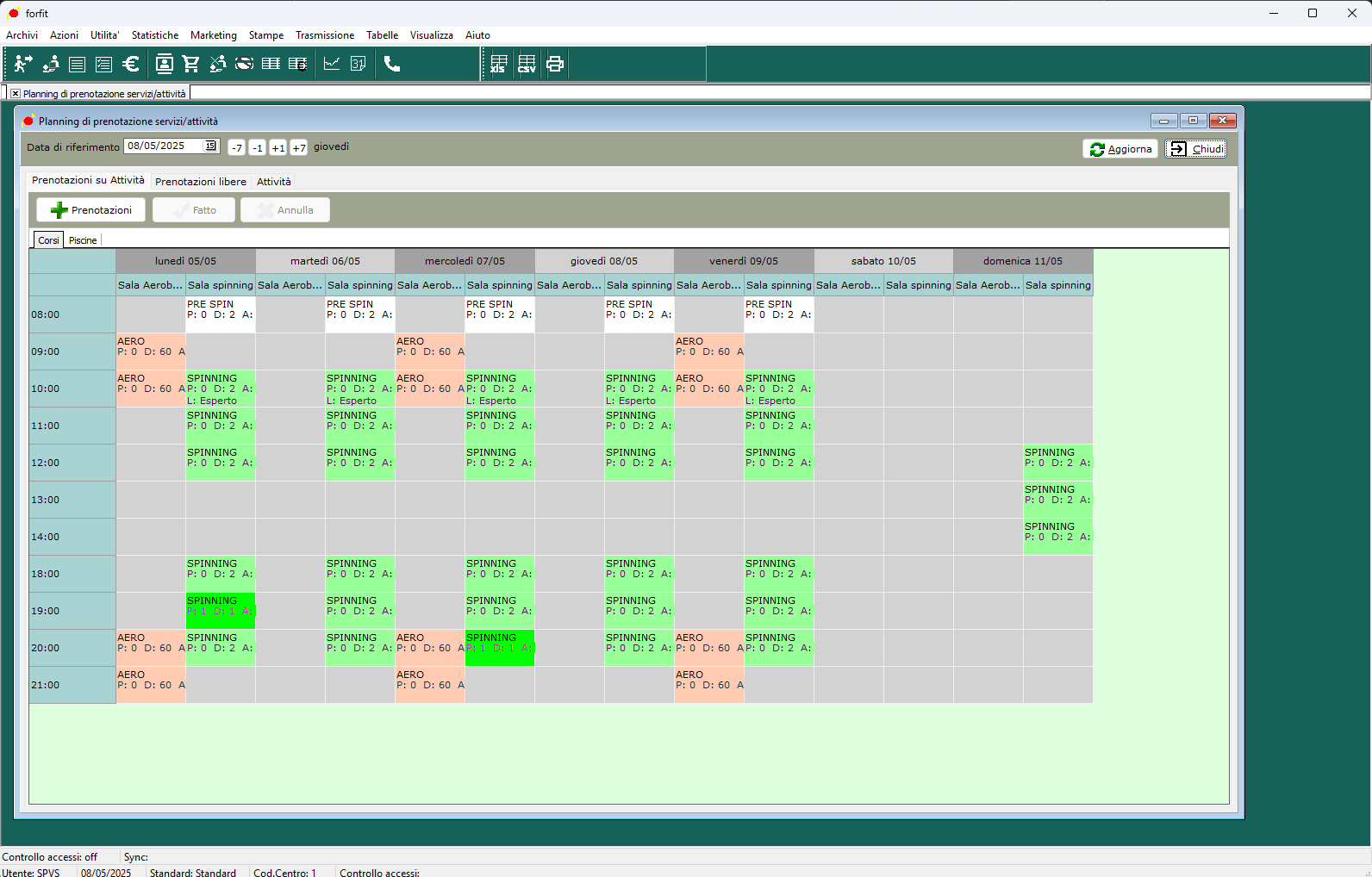 planning prenotazioni
